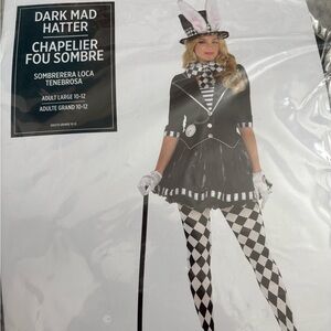 NWT Dark Mad Hatter Costume for Adult - Black and White